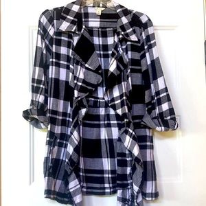 Cato’s Black/White Checkered Cardigan w/ Pockets